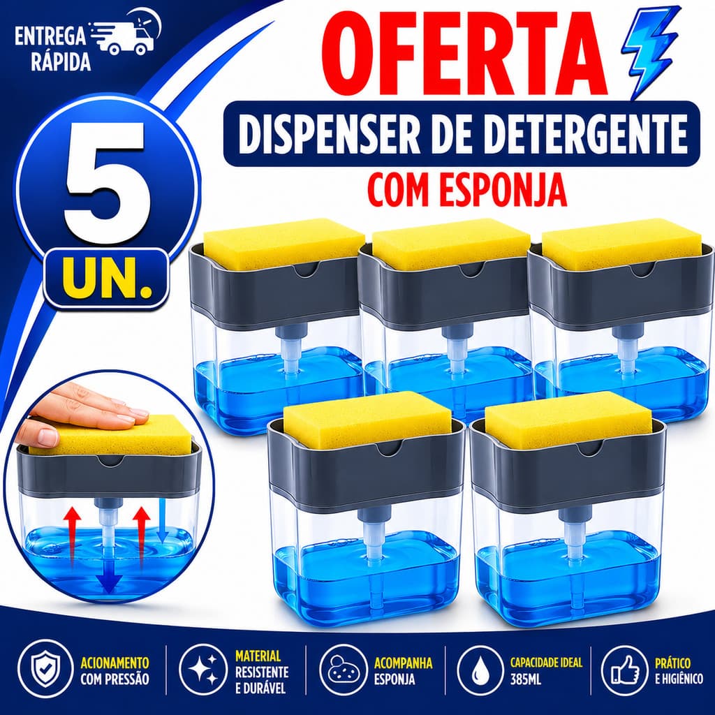 DISPENSER PARA DETERGENTE COZINHA ORGANIZAÇÃO LIMPEZA PIA