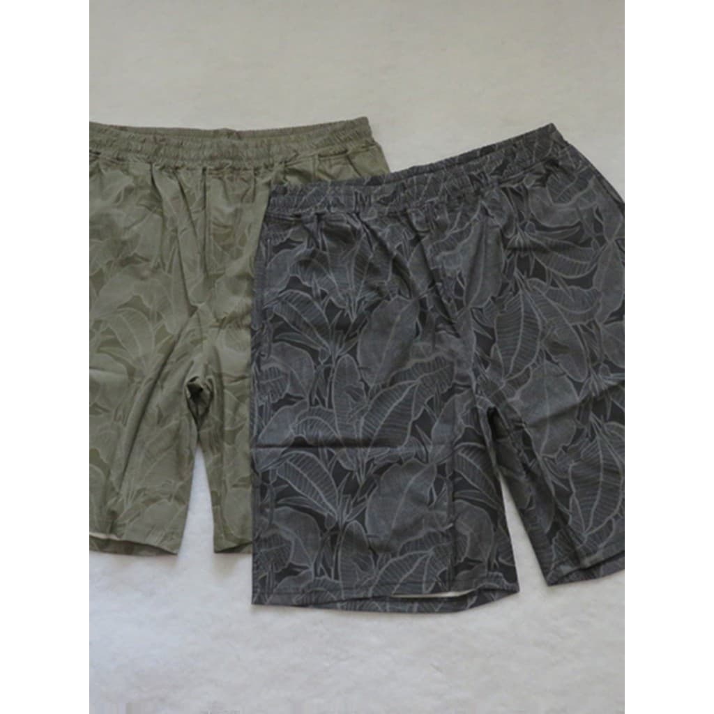 Masculino Plus Size Shorts de cinco pontos verão fino solto calças de cinco pontos grande folha padrão Casual calças gra