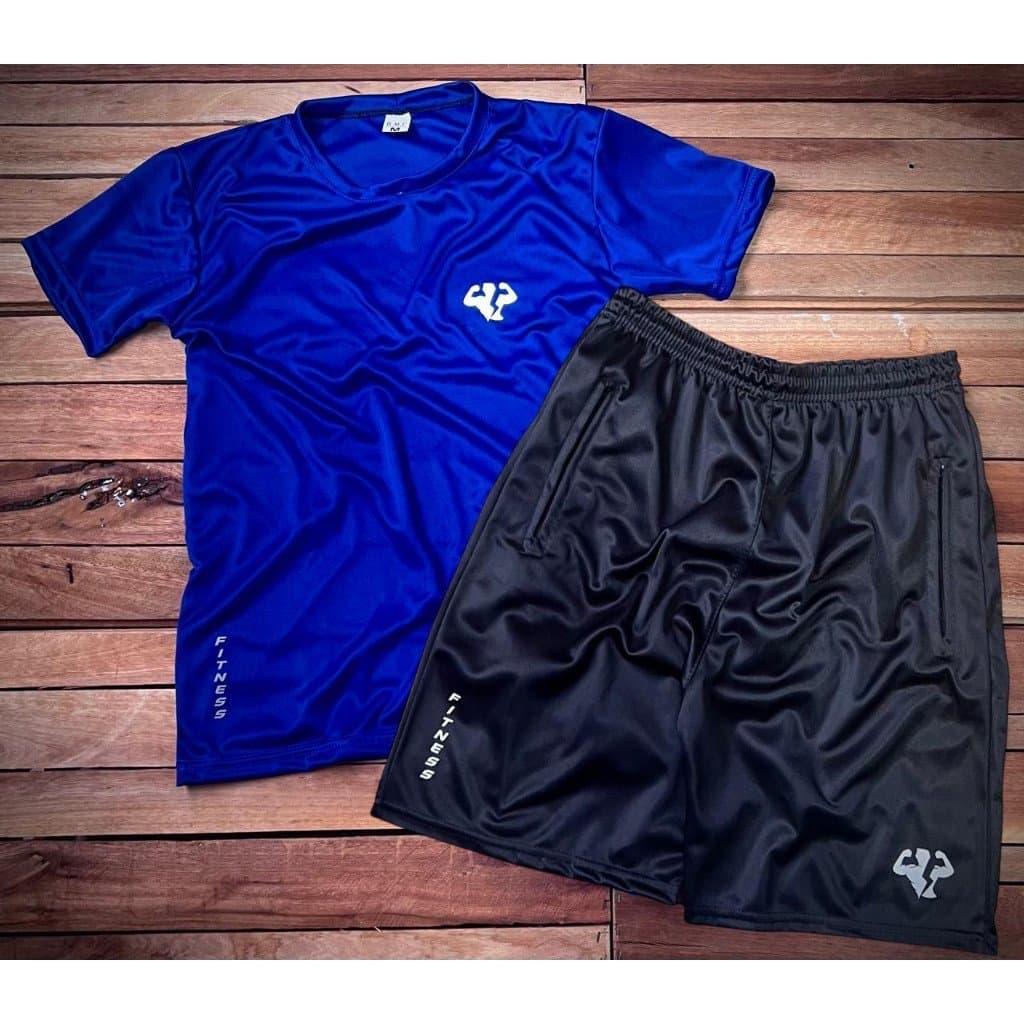 Conjunto Masculino Dri Fit Refletivo - Camisa + Shorts para Treinamento e Esportes - Com Zíper