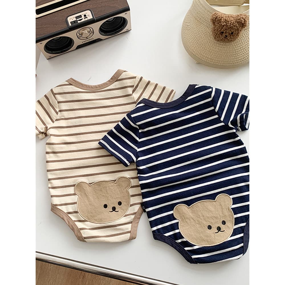 2026 verão novo estilo versão coreana bebê Super bonito urso estilo fino bebê macacão bebê menino bonito de manga curta