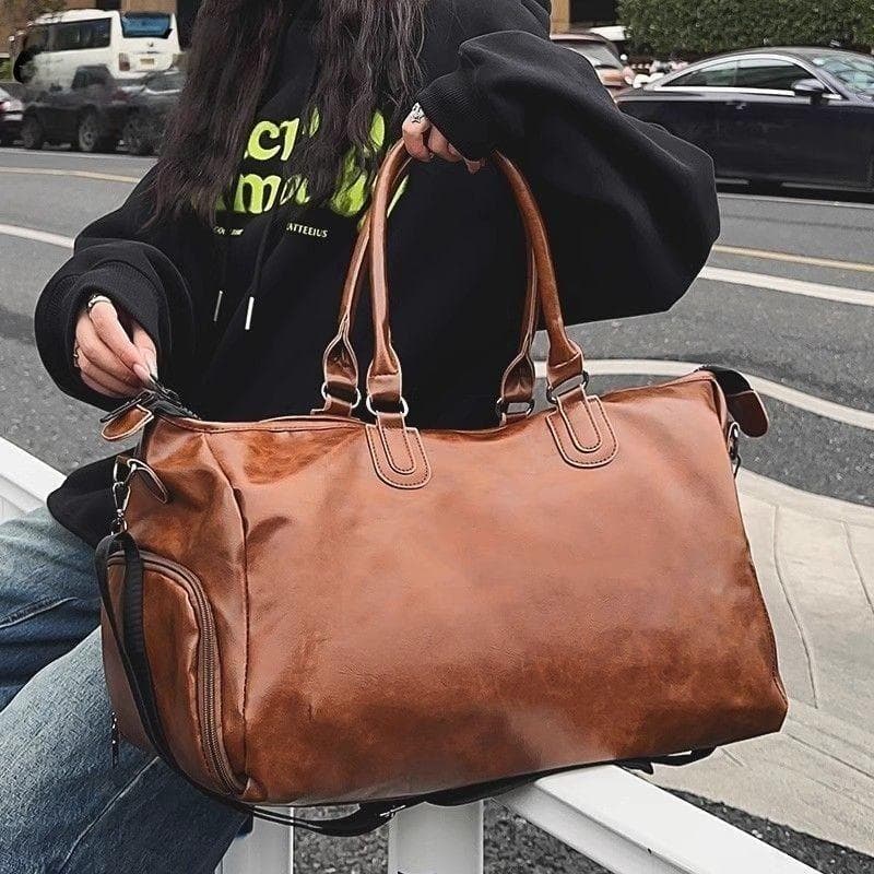 Elegante Mala de Viagem Material Sintético Bolsa Feminina Casual Esportiva Ginástica de Ombro