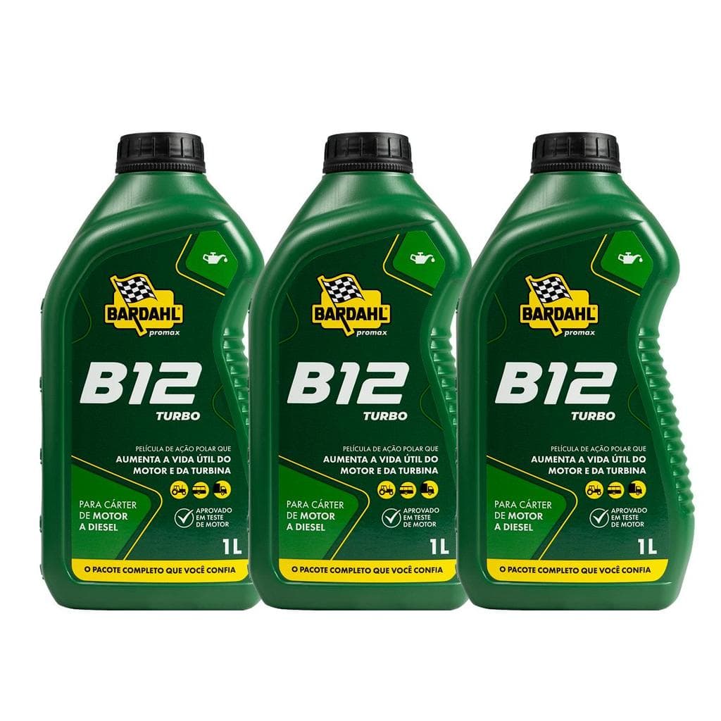Aditivo Óleo Motor Diesel Bardahl B12 Turbo 1L Kit 3 Un.