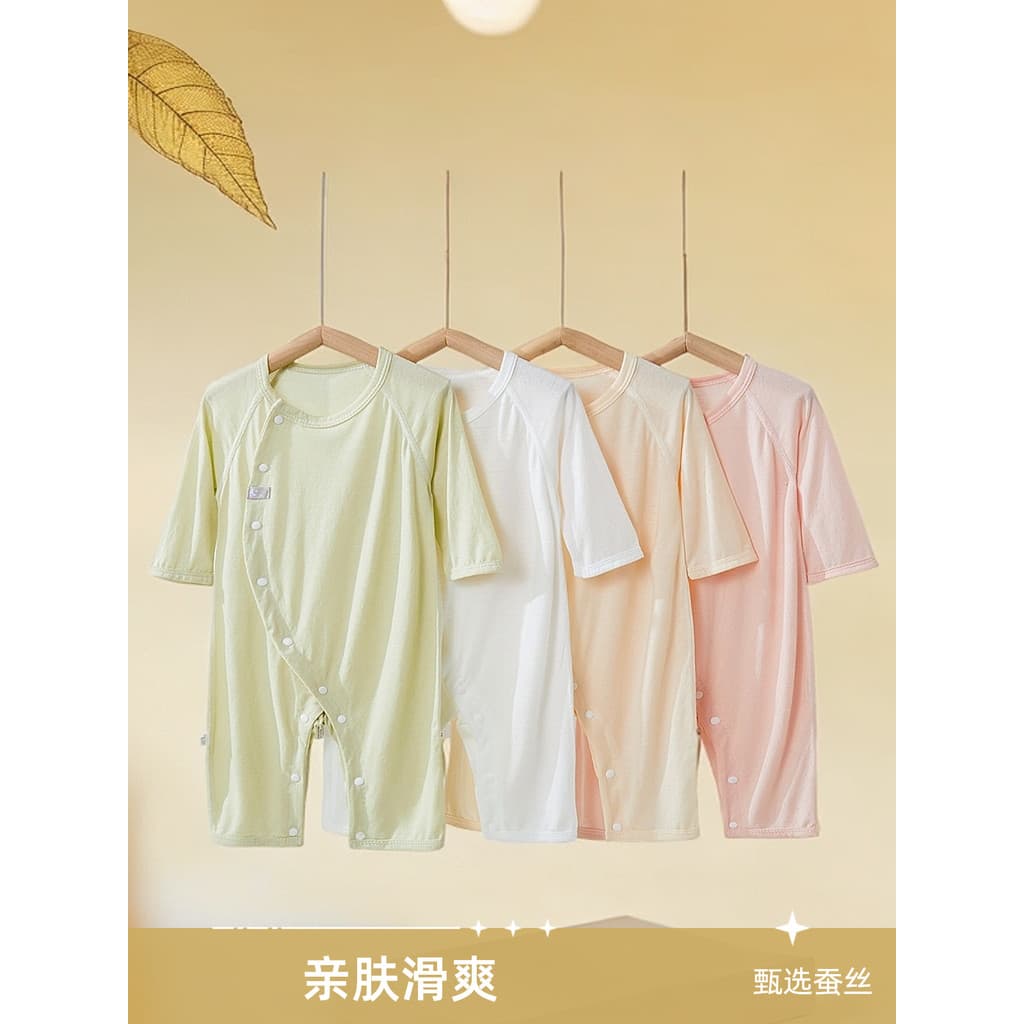 Macacão de bebê de algodão Modal de seda verão fino manga comprida respirável roupas de ar condicionado do bebê macacão