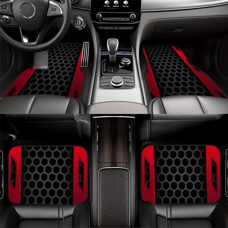 4 unidades, tapetes de pés de carro impressos estilo tecnologia, tapetes de carro com cobertura total Modelo Universal d