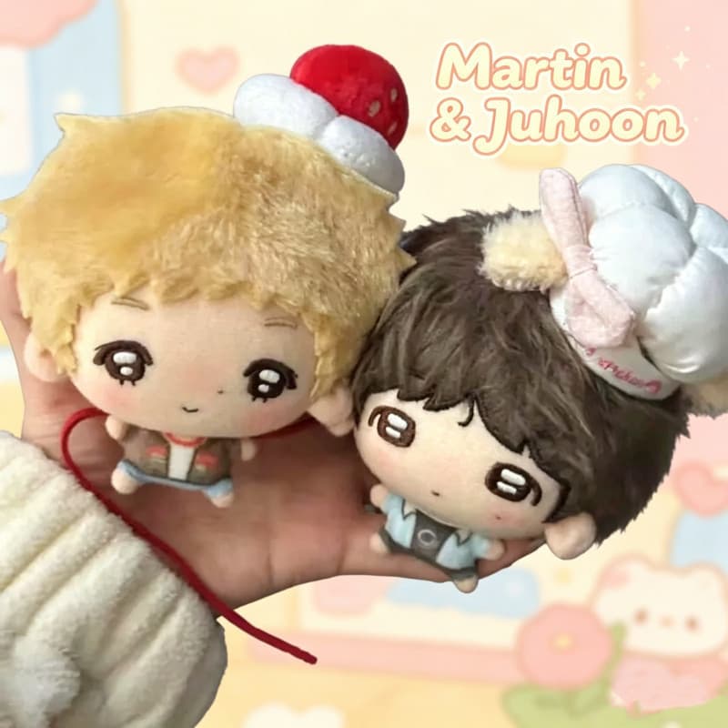 Conjunto de Chaveiros de Bonecos de Algodão KPOP CORTIS Martin & Juhoon 10cm |   Charmoso Boneco de Pelúcia Chibi com Ro