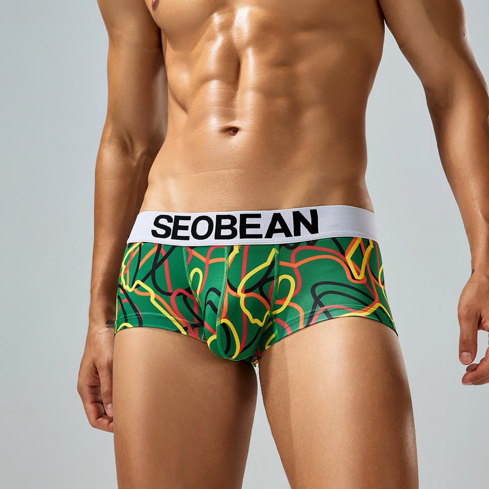 SEOBEAN SEOBEAN Cuecas boxer masculinas da moda na moda masculina linha U-Convexo Good Dick Boxer Briefs
