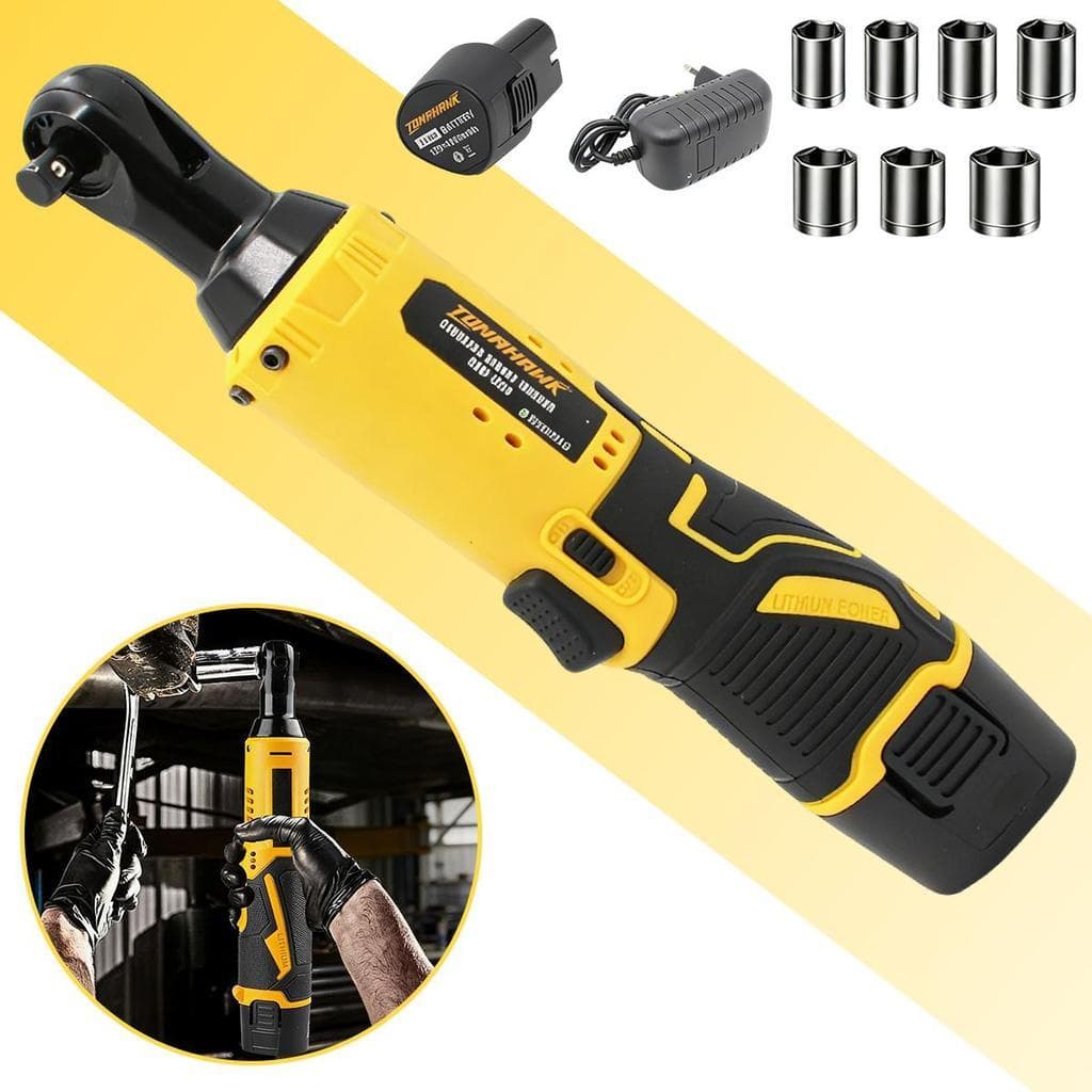 Chave de impacto elétrica de 12V com catraca, adequada para reparos automotivos, carros e motocicletas.