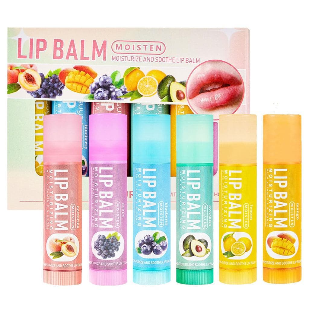 Conjunto de presente de 6 peças de bálsamo labial, bastão hidratante para cuidados com os lábios, presente de Natal, Bee