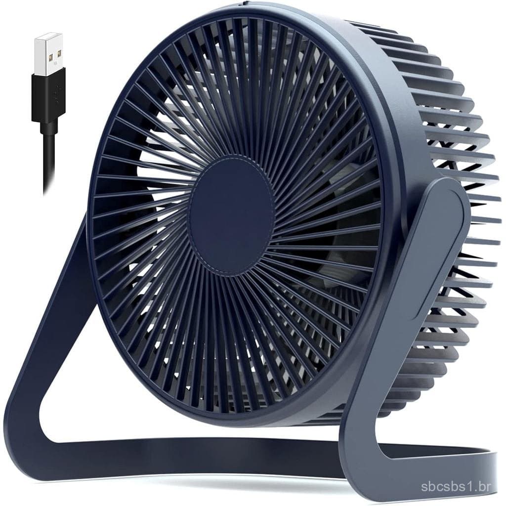 Ventilador Pequeno 6” USB de Mesa, 2 Velocidades, Fluxo de Ar Forte, Operação Silenciosa, Ventilador de Chão 360 °   Ven