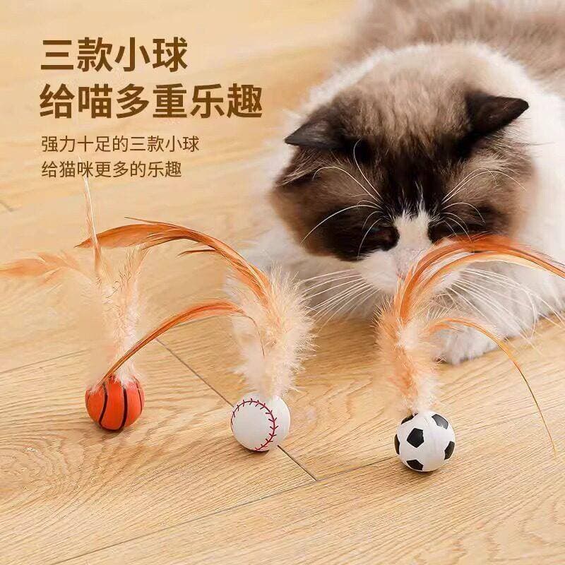 Gato molar brinquedo gato provocando gato vara molar diversão bola saltitante com pena Muppet gato auto-feliz tédio aliv