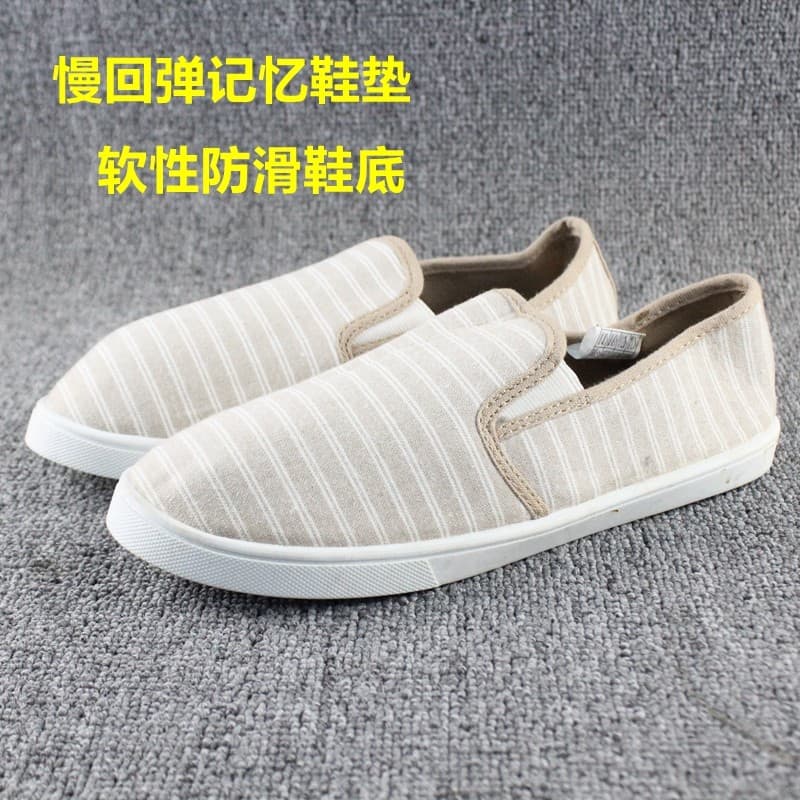 Primavera verão sapatos de lona casuais femininos deslizamento em dedo do pé redondo sapatos preguiçosos sola macia resp