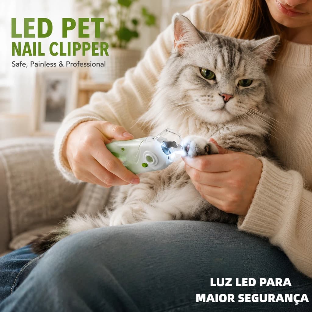 Alicate de Unha Pet com LED Cortador para Cachorro e Gato Profissional Seguro