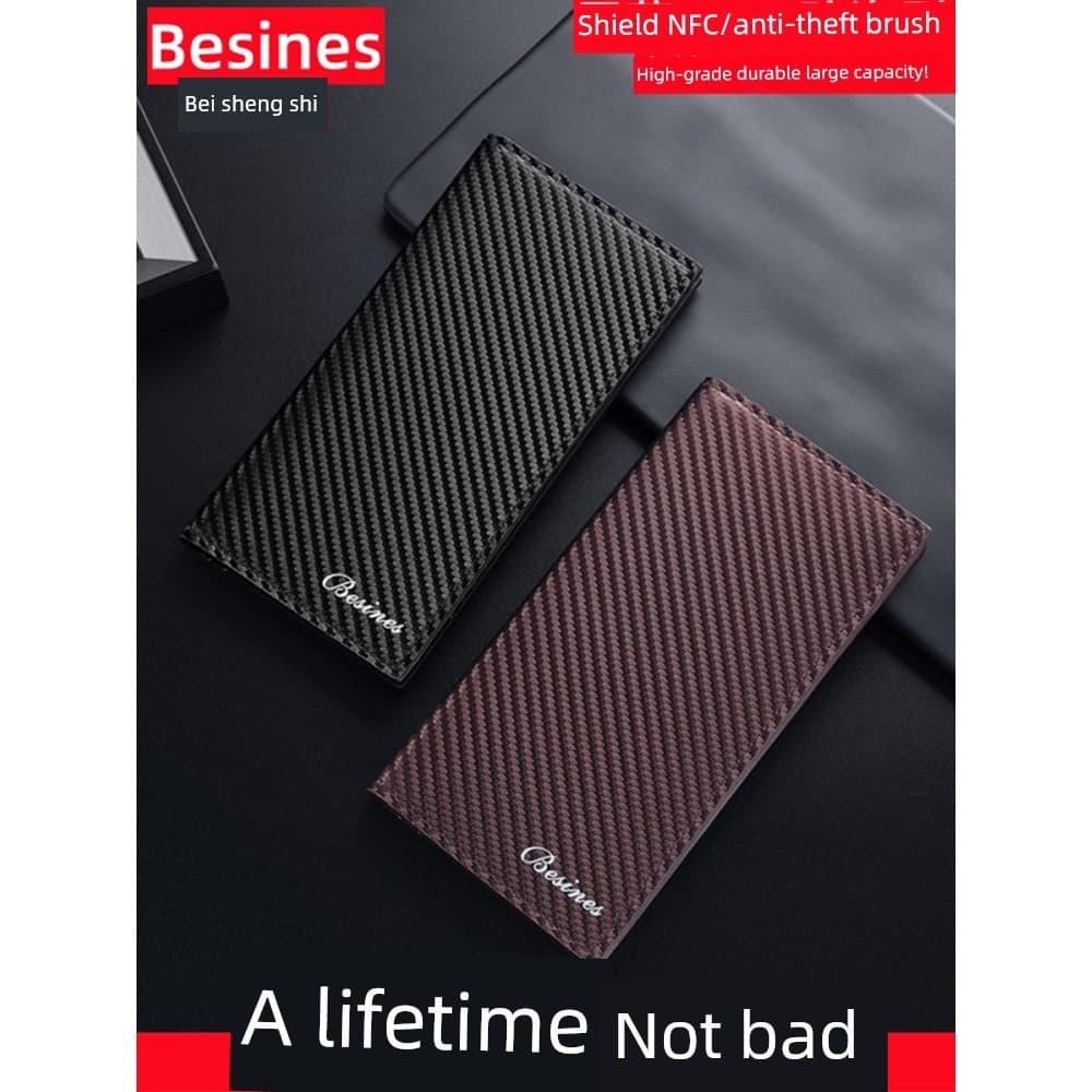 Carteira longa masculina Ultra-fina Multi-cartão carteira de grande capacidade personalizado negócios padrão de fibra de