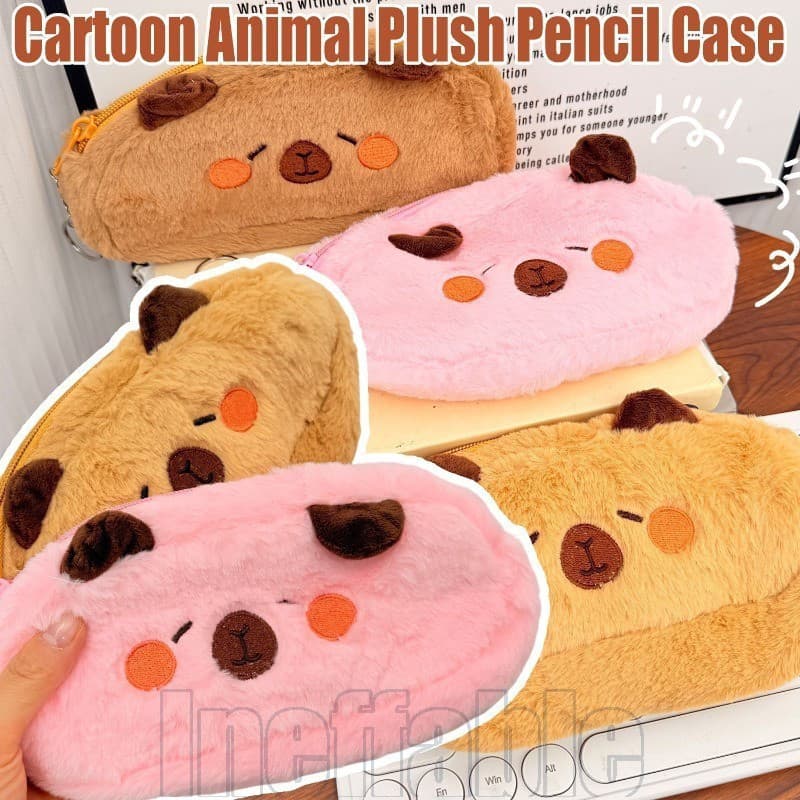 Bolsa Para Caneta Capivara De Desenho Animado De 1/2 Unidades-Caixa De Papelaria De Pelúcia Da Moda-Estojo Lápis De Gran