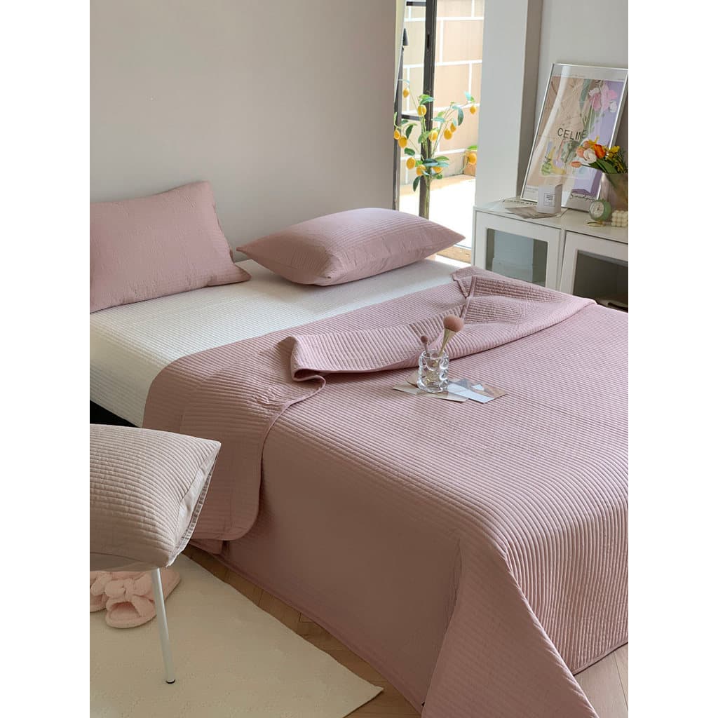 Simples cor sólida puro algodão capa de cama conjunto de três peças engrossado acolchoado lençol dormitório doméstico 10