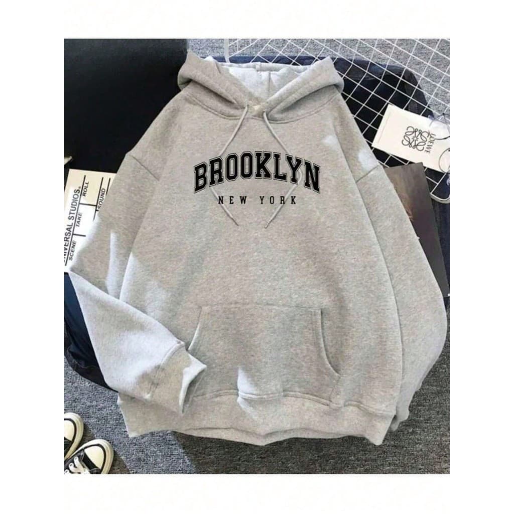 Moletom Canguru Unissex Blusa De Frio Basico Casaco Feminino Masculino Flanelado Estampa Algodão Brooklyn