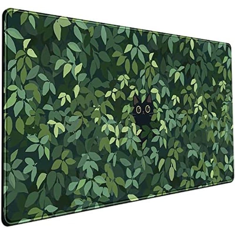 Tapete De Rato Grande Estendido Vintage Estético XL-Design De Planta Verde Mística Black Academia-Teclado De Laptop E Mo