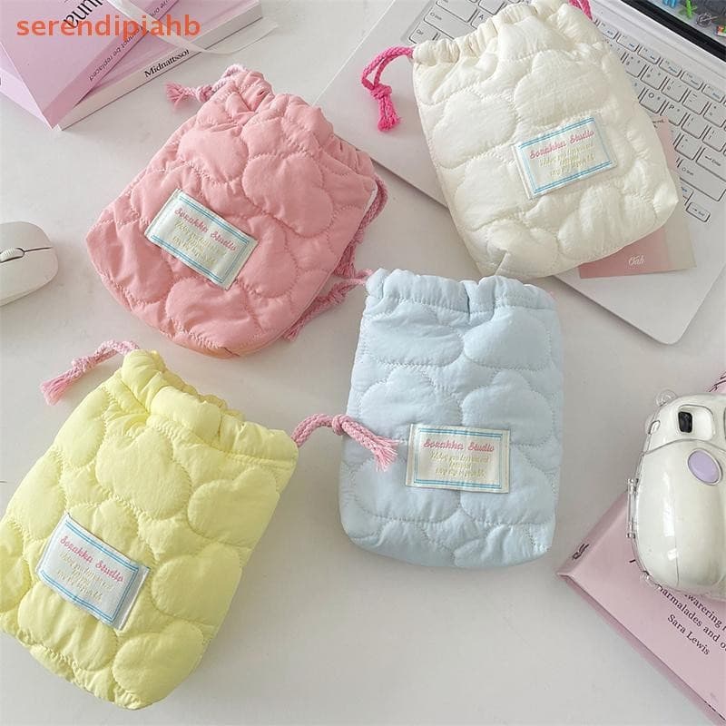 [serendipiahb] Bolsa De Armazenamento Com Cordão Fashion Para Câmera , Cor Sólida , Organizador Listrado De Coração Doce