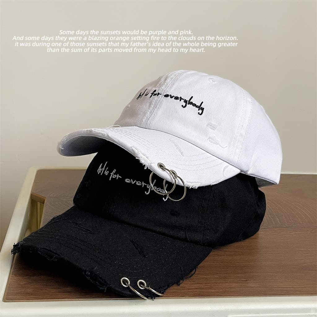 Rua estilo Punk Hoop angustiado chapéu na moda único boné de beisebol buraco skate esportes lazer boné masculino