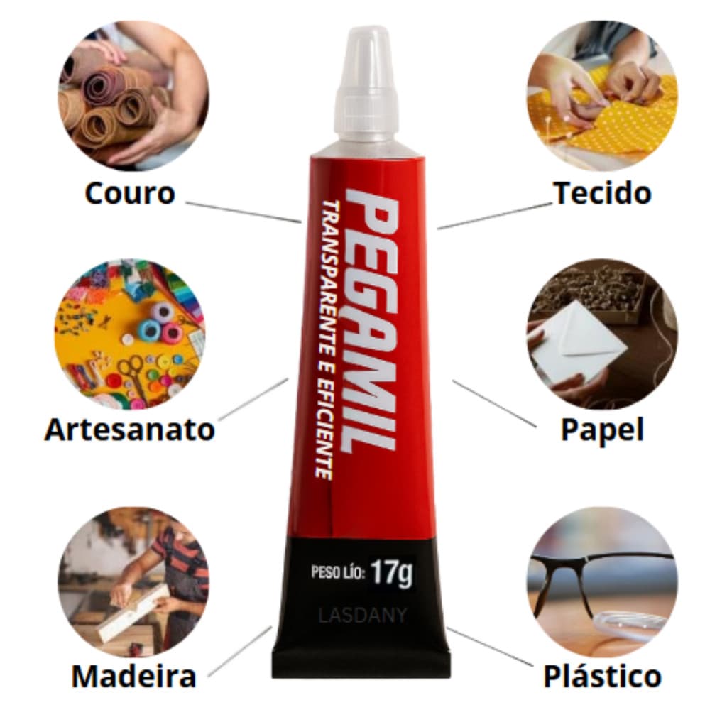 Kit - 2 Cola Pegamil 17g Tecido Papel Madeira Couro Plástico