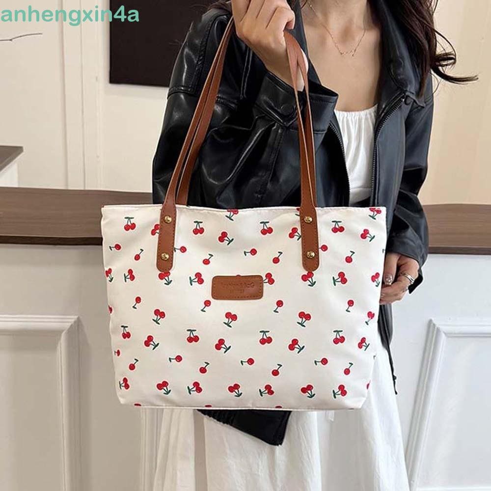 Bolsa De Lona Estampada ANHENGXIN , Sacola Cereja Estilo Coreano De Grande Capacidade , Viagem