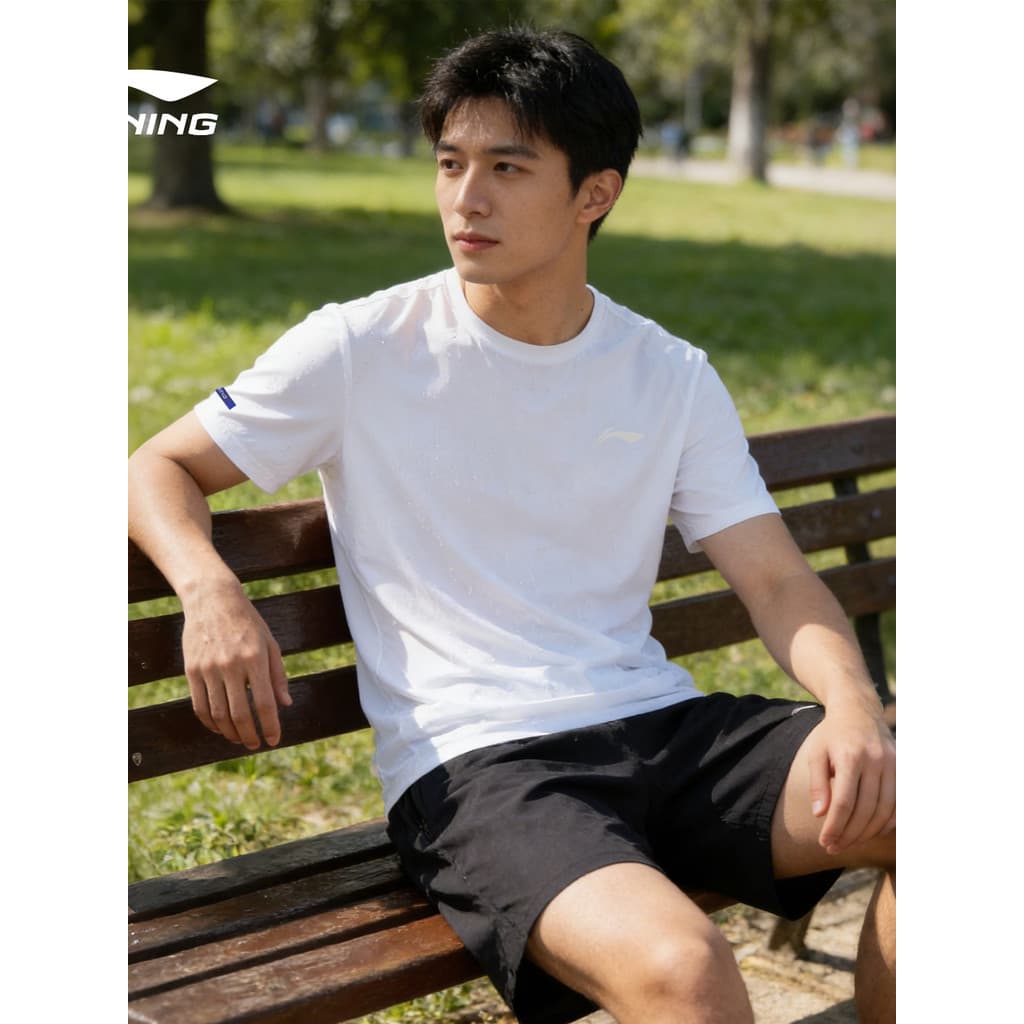 Li Ning correndo terno esportivo masculino roupas de Fitness verão ao ar livre magro roupas de secagem rápida de manga c
