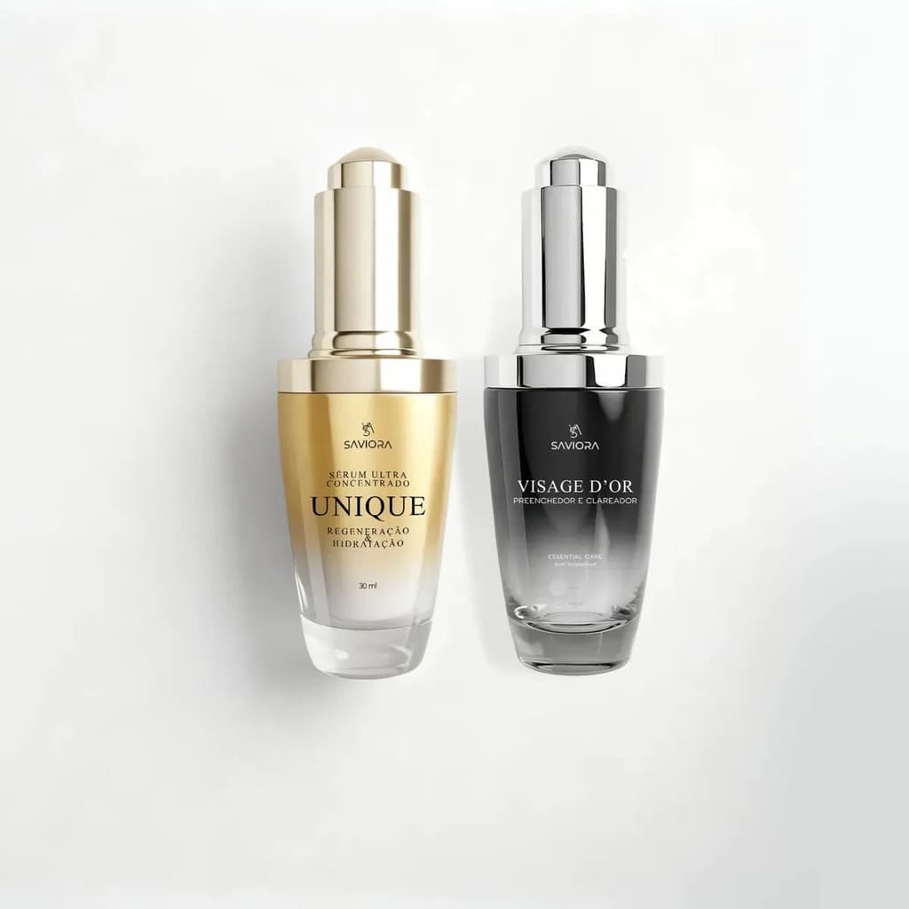Kit Skincare Sérum Facial Visage D'or E Unique Saviora Todo Tipo De Pele Dia/noite