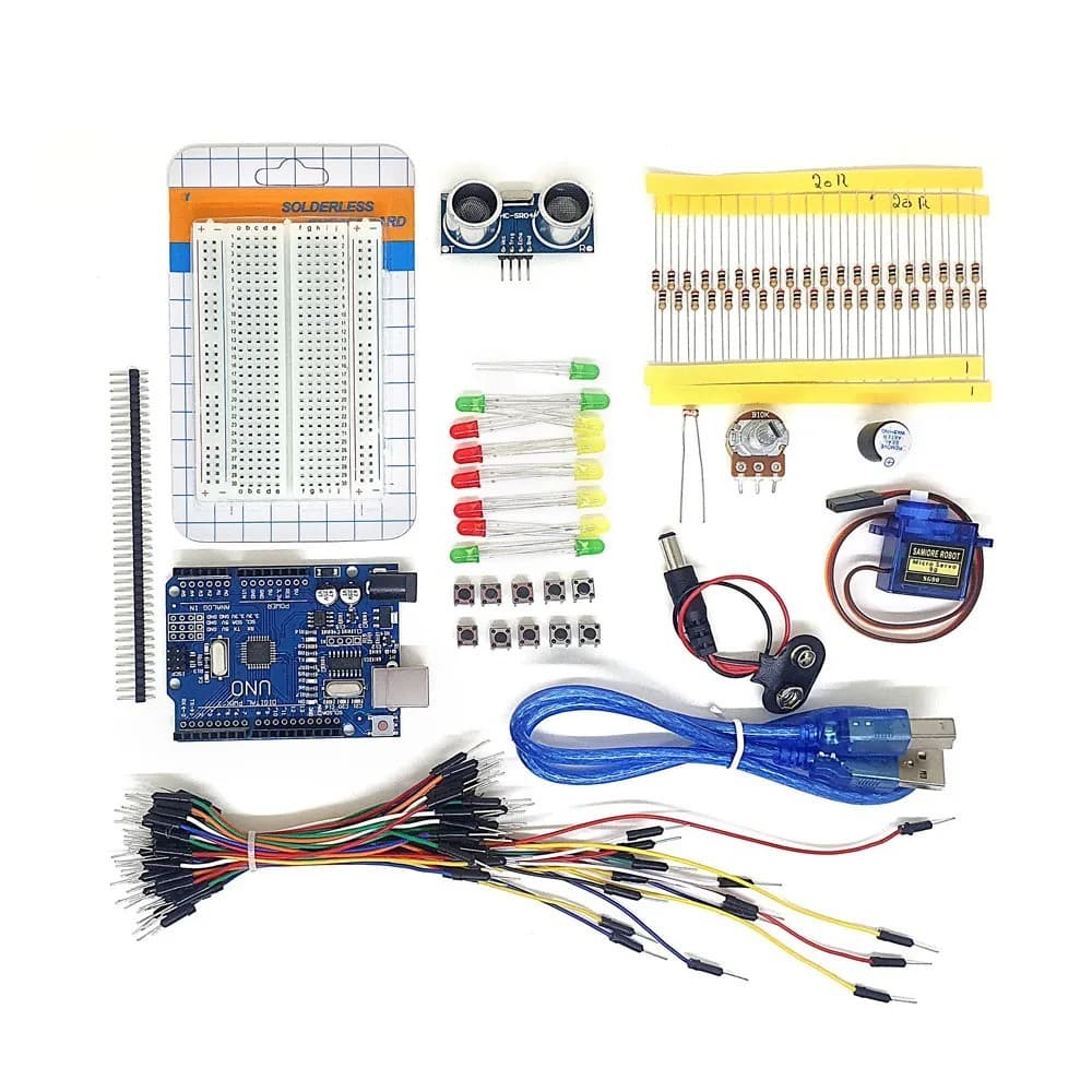 Kit Arduino Uno R3 com 140 Componentes – Protoboard, Sensor Ultrassônico, Servo Motor e mais – Projetos Intermediários