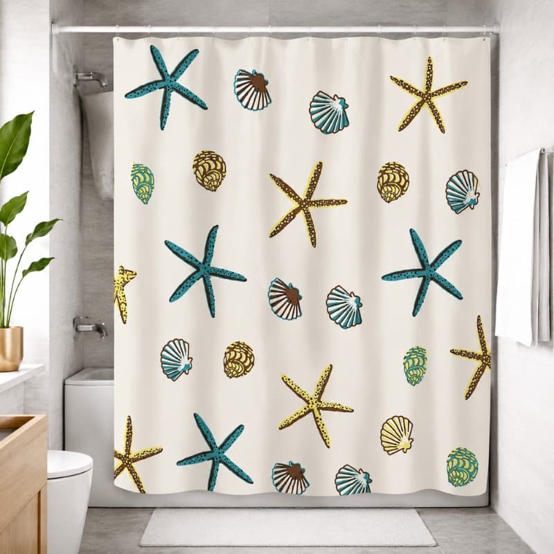 Cortina para box banheiro estampada AntiMofo Resistente PVC 1,70x1,70cm Estampada |3997| Promoção