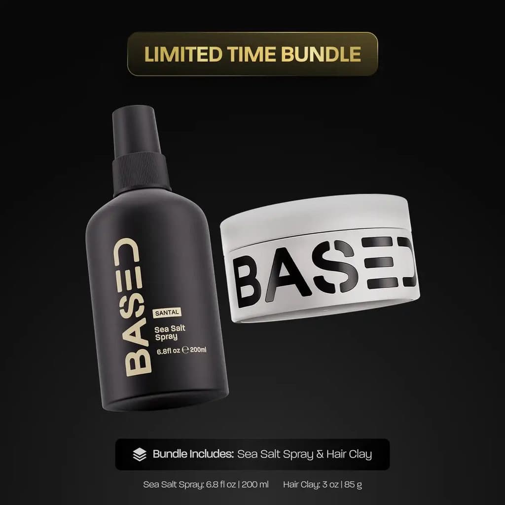 BASED Texture & Hold Duo: Conjunto de Spray de Sal Marinho e Cera Capilar - Spray Volumizador Não Tóxico com Algas Marin