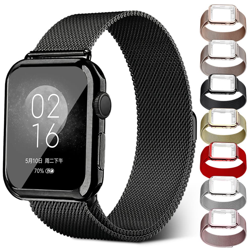 Película Milanesa Magnético Metal Aço +Capa Capinha TPU Para Apple Watch IWatch SE Ultra 3 2 Series 11 10 9 49 46 42mm