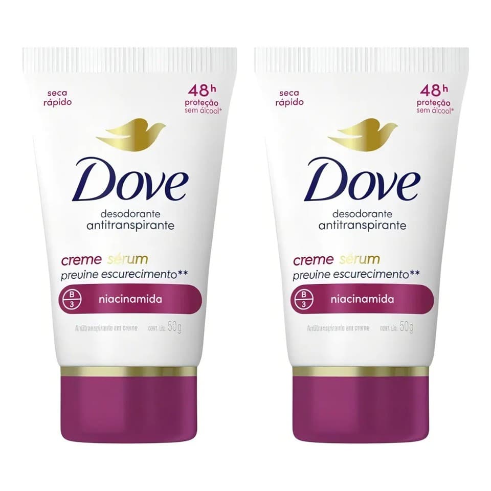 Kit 2 Desodorante Creme Dove Creme Sérum 48h Niacinamida 50g