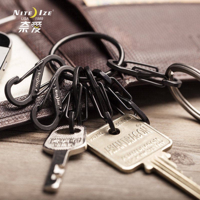 Genuíno americano niteize niteize chaveiro de aço inoxidável Kaile chaveiro liberação rápida com bloqueio fivela em form