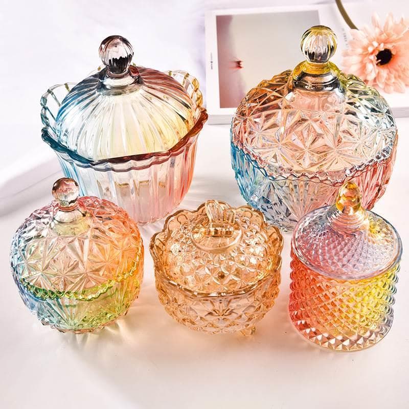 Copo de doces de vidro cristal estilo europeu, criativo, sala de estar, jarra de doces, prato de frutas secas, tanque de