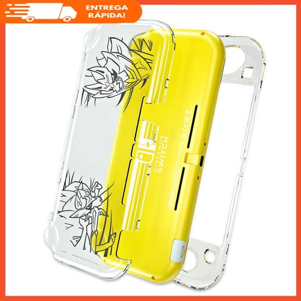 Case Capa Transparente Protetora Pokémon Sword Shield Compatível Nintendo Switch Lite + Película