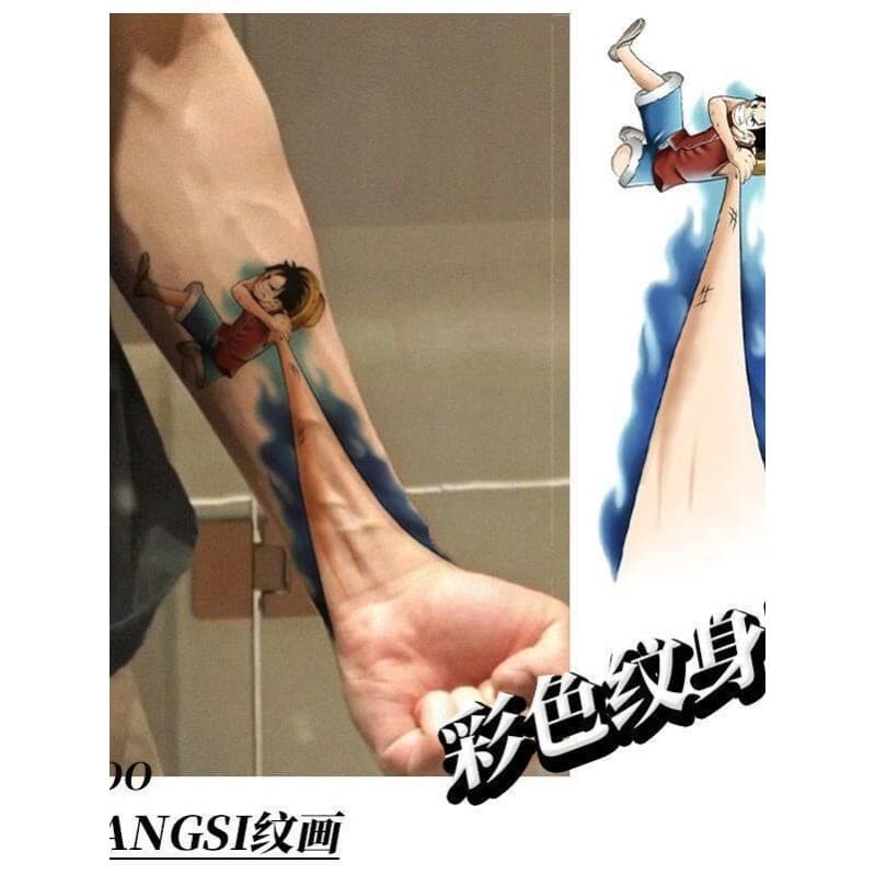Luffy tatuagem adesivos uma peça um soco céu cor à prova dwaterproof água feminino de longa duração High-End braço domin