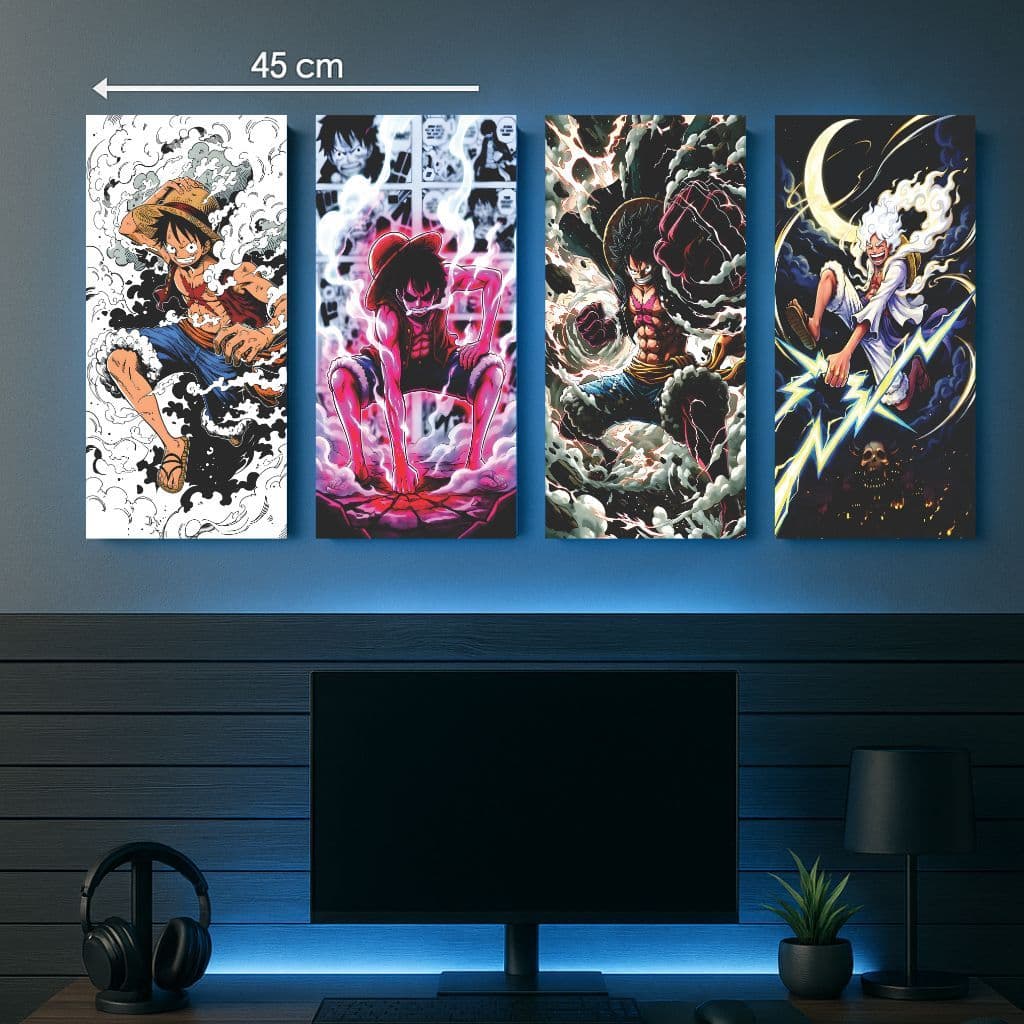 KIT Quadros 1,3 ou 4 unidade MDF transformaçao do Luffy Decorativo Parede Anime /20x45 -Quato,Sala