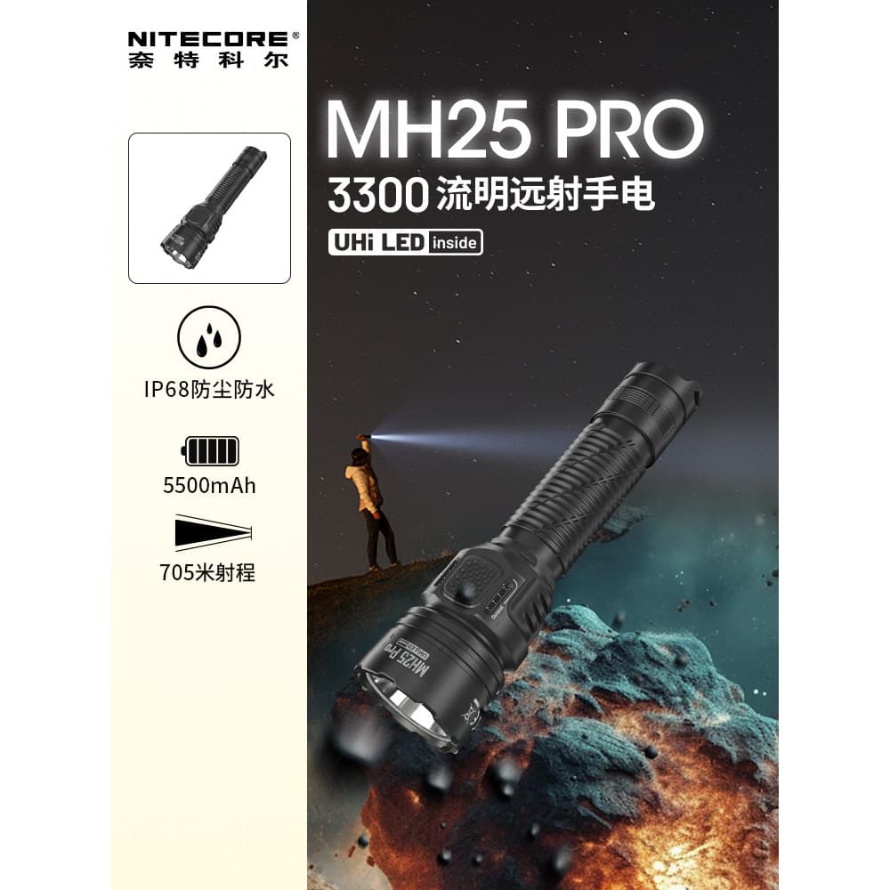 NITECORE MH25PRO Multifuncional Autodefesa Tática Luz Forte Lanterna de Longo Alcance