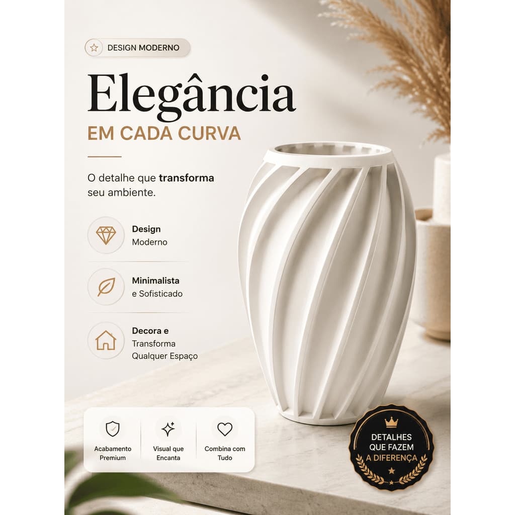 Vaso Moderno Decorativo Minimalista Preto Branco Sala Mesa Aparador Luxo Casa Enfeite Chique Quarto