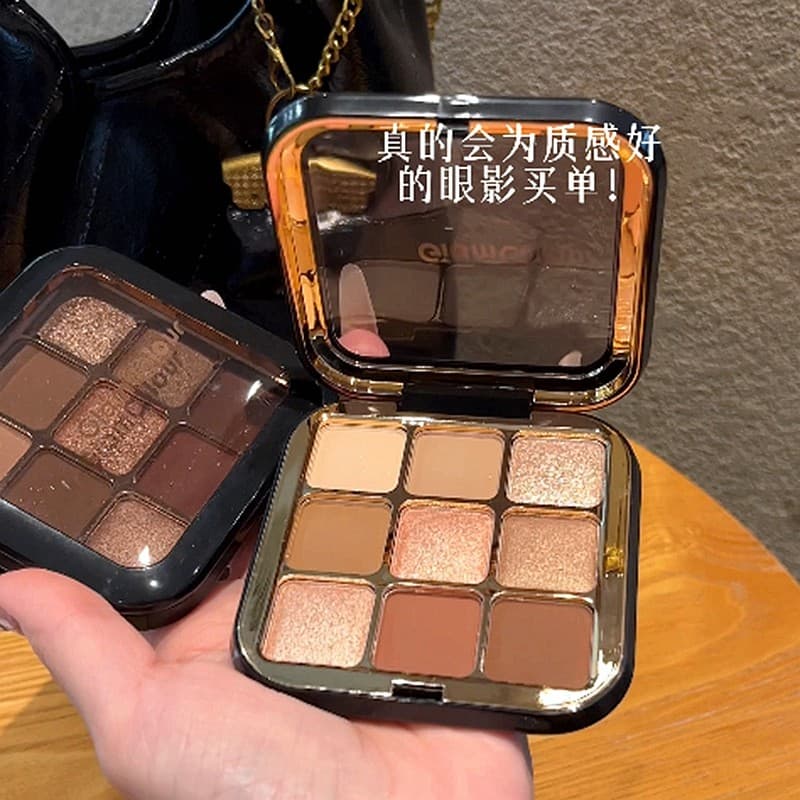 Paleta de sombras de nove cores, cor mágica, uma paleta multiuso fosca perolada, uma paleta, cor terra, caixa, cosmético