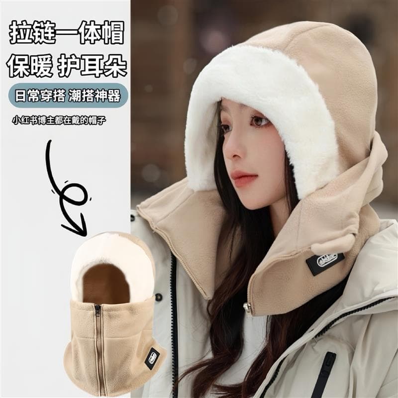 Chapéu feminino 2025 novo estilo inverno equitação quente Lei Feng chapéu mais veludo engrossado babador à prova de frio