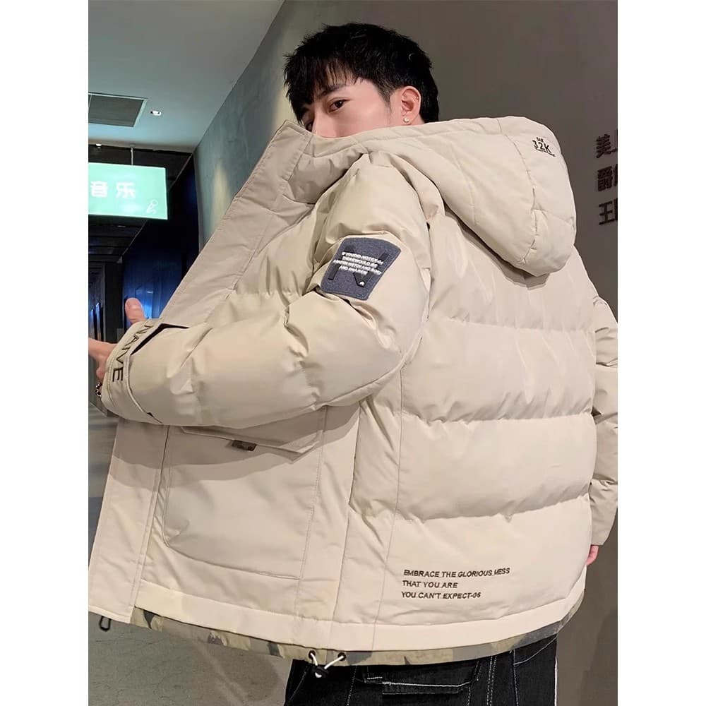 Inverno com capuz para baixo acolchoado jaqueta masculina novo estilo grosso acolchoado jaqueta casaco quente Workwear p