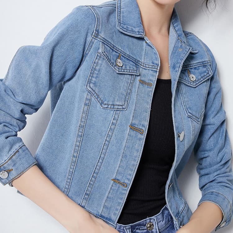 Jaqueta jeans feminina AliExpress doce cor jaqueta jeans curta Top feminino