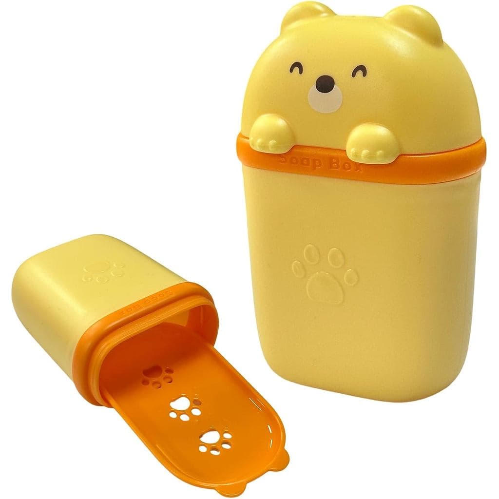 Porta-sabonete para chuveiro, estojo de viagem para sabonete em barra, estojo de viagem para sabonete (design de urso de