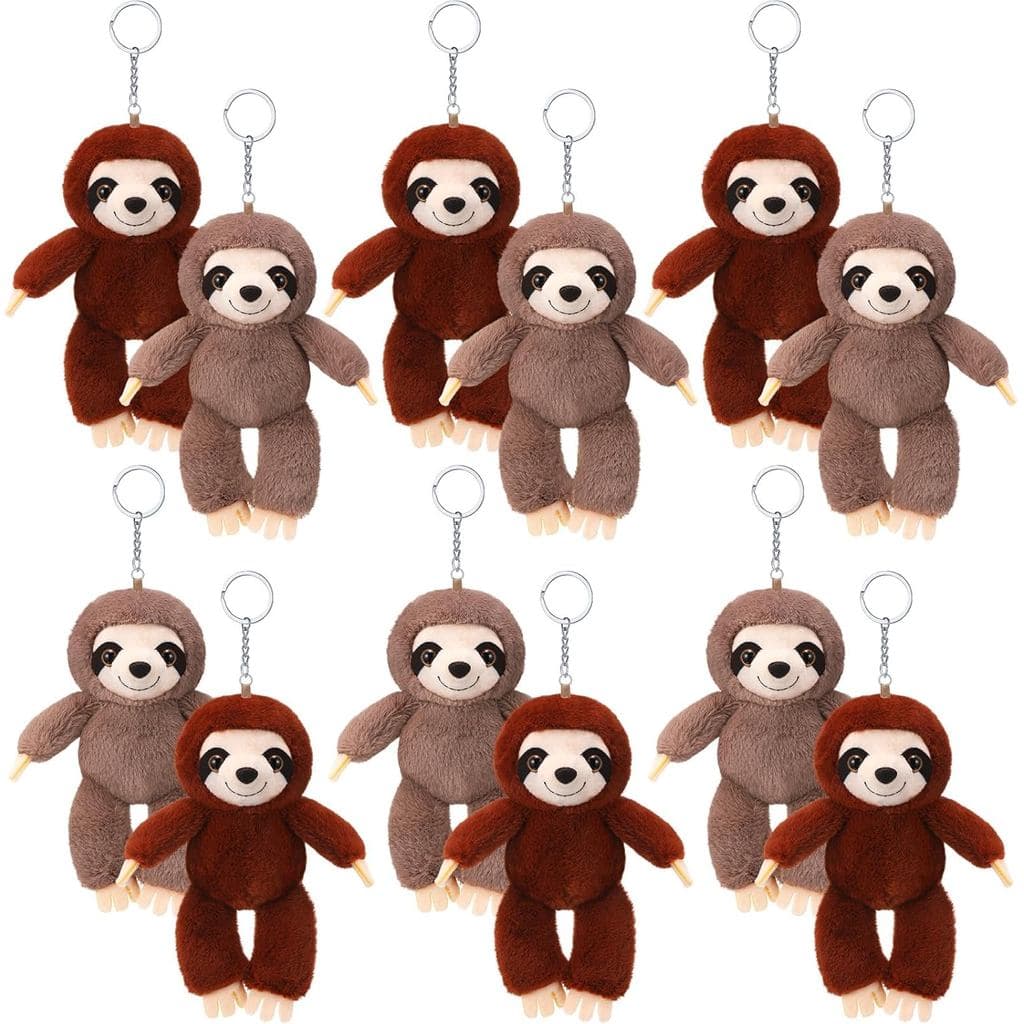12 Peças de Adoráveis Mini Chaveiros de Pelúcia de Preguiça de 4 Polegadas, Brinquedos de Pelúcia de Animais de Páscoa,