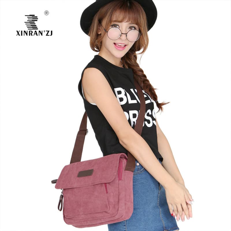 X XINRAN 'ZJ Único Casual Lona Cross-body Ombro Bolsa Mensageiro Estudante Cross-body Viagem Portátil Feminino Bolsa Peq