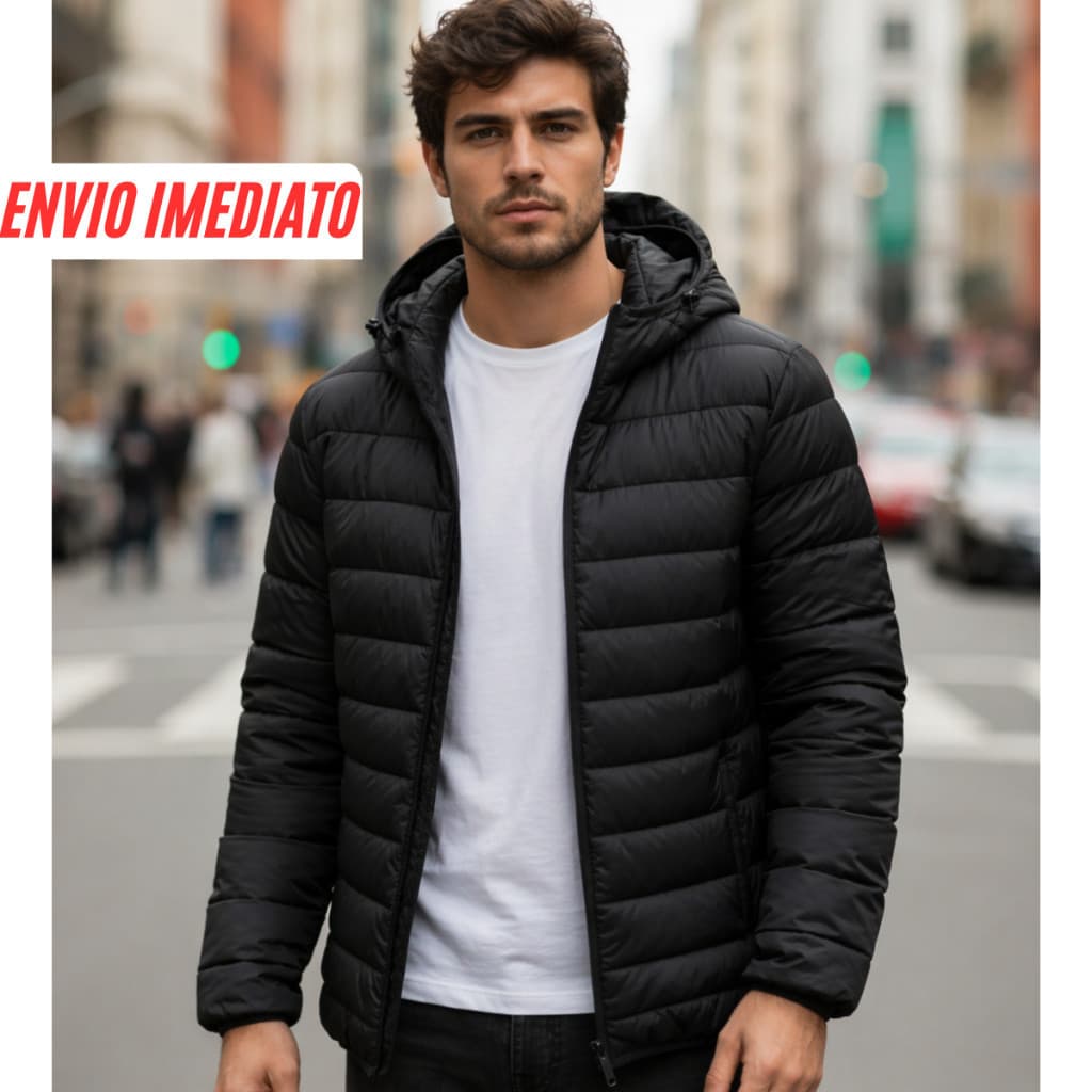 Jaqueta Masculina Puffer  Blusa Bobojaco Agasalho Capuz Removível Impermeável Bolsos Internos Casaco De Frio Inverno