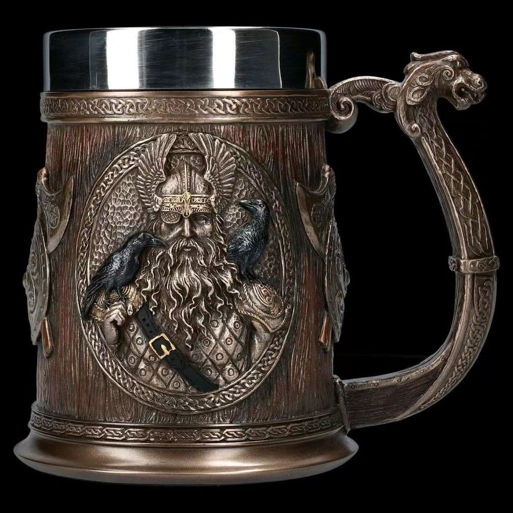 Vikings Odin Crow Warrior Aço Inoxidável Danegeld Tankard M