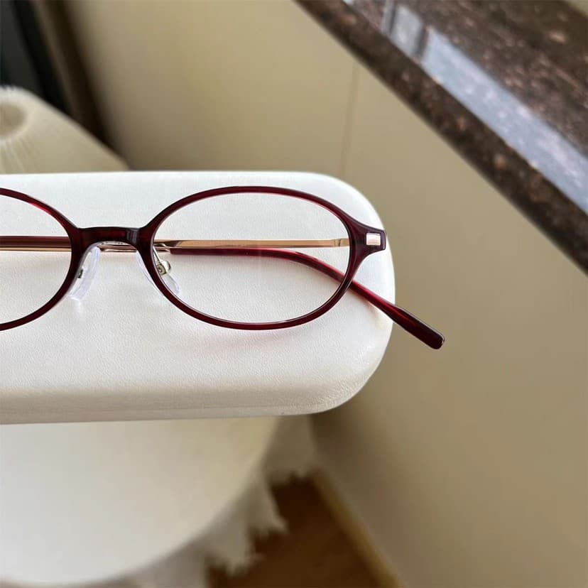 Cereja vermelho Retro pequeno Oval TR90 com altura óculos de miopia quadro roxo versão coreana Y2K óculos planos