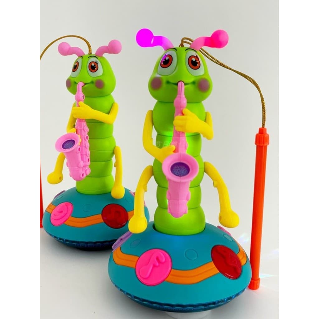 Mid-Autumn Festival lanterna portátil brinquedo elétrico Universal Caterpillar soprando saxofone dos desenhos animados d